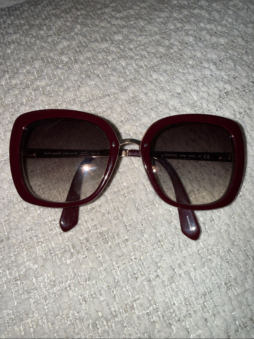 kate spade Oversized Square Sunglasses in Burgundy Frame